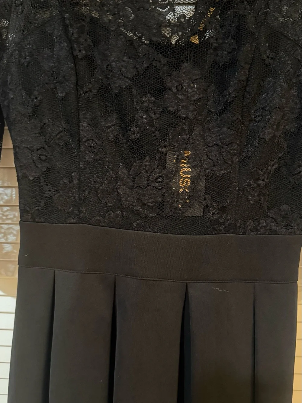 NWT MIUSOL Black Lace Pleated Fit & Flare Dress L